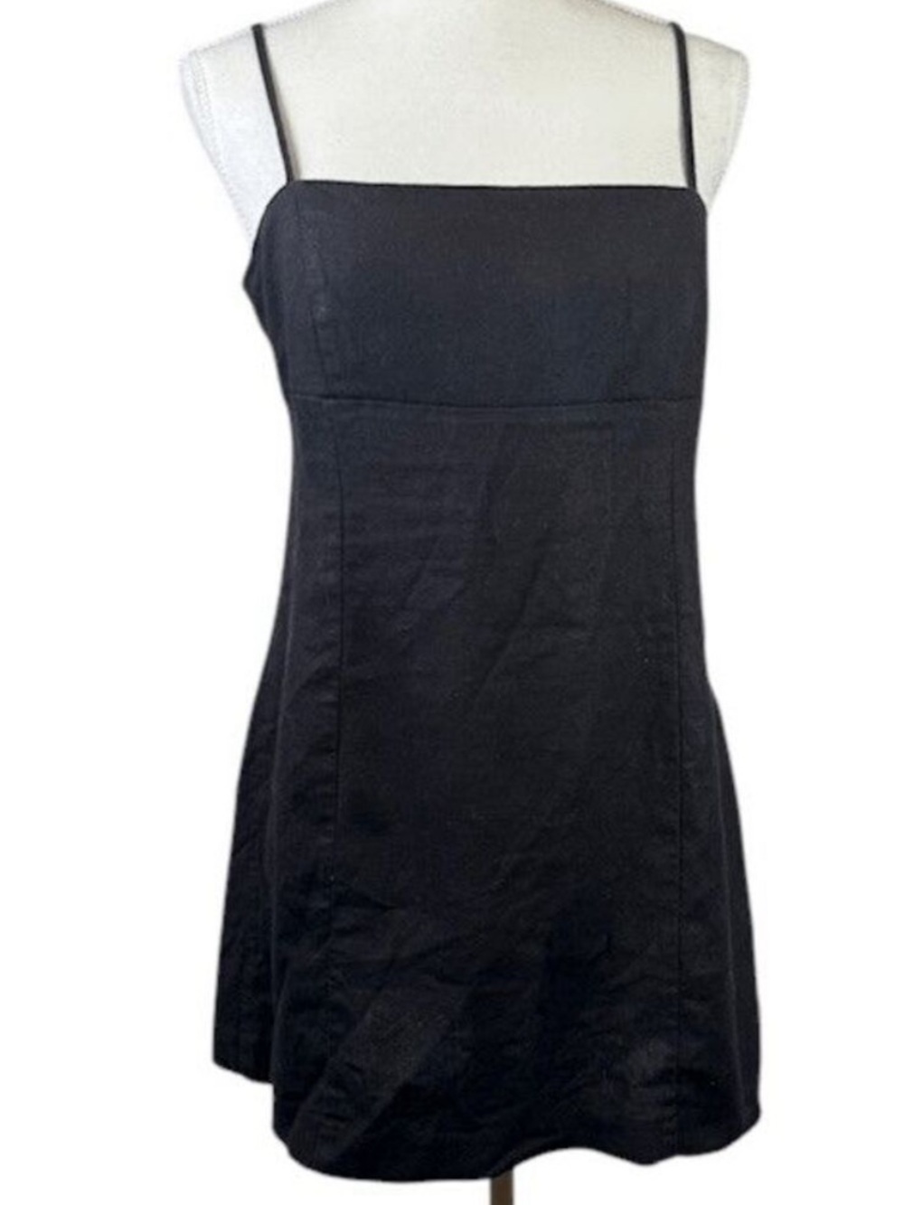 House of Harlow Mini Linen Blend Black Babydoll Dress Summer Party Going Out